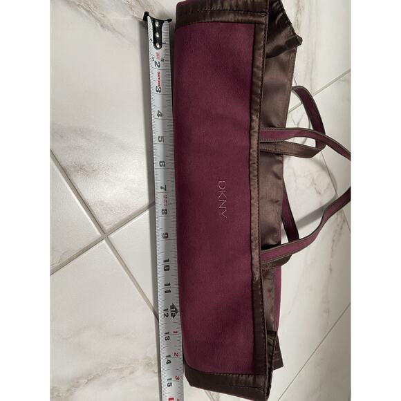 Vintage DKNY Tote Bag Velour Velvet Burgundy Reversible - Picture 11 of 14